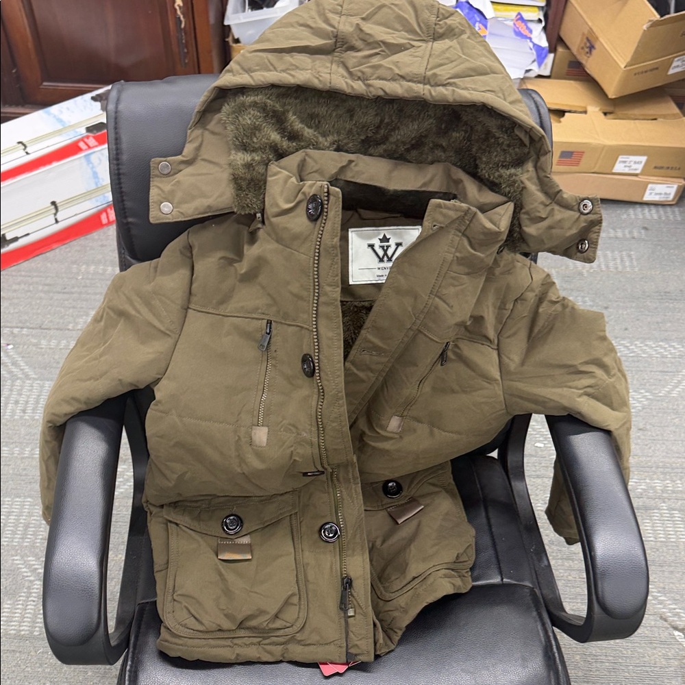 Women's Khaki Hooded Puffer Jacket